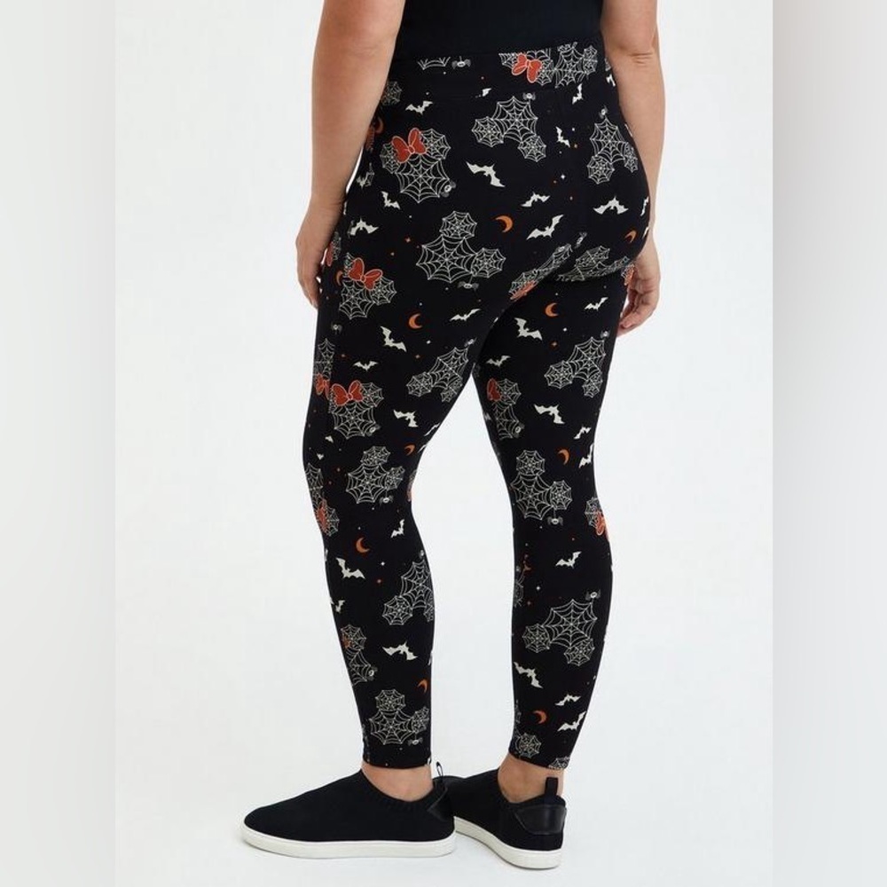 🆕 NWT Women’s torrid 0 Disney Minnie Mouse Halloween Spider Web Leggings L 12 14